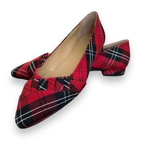 Talbots Red Plaid Flats size 8 like new!